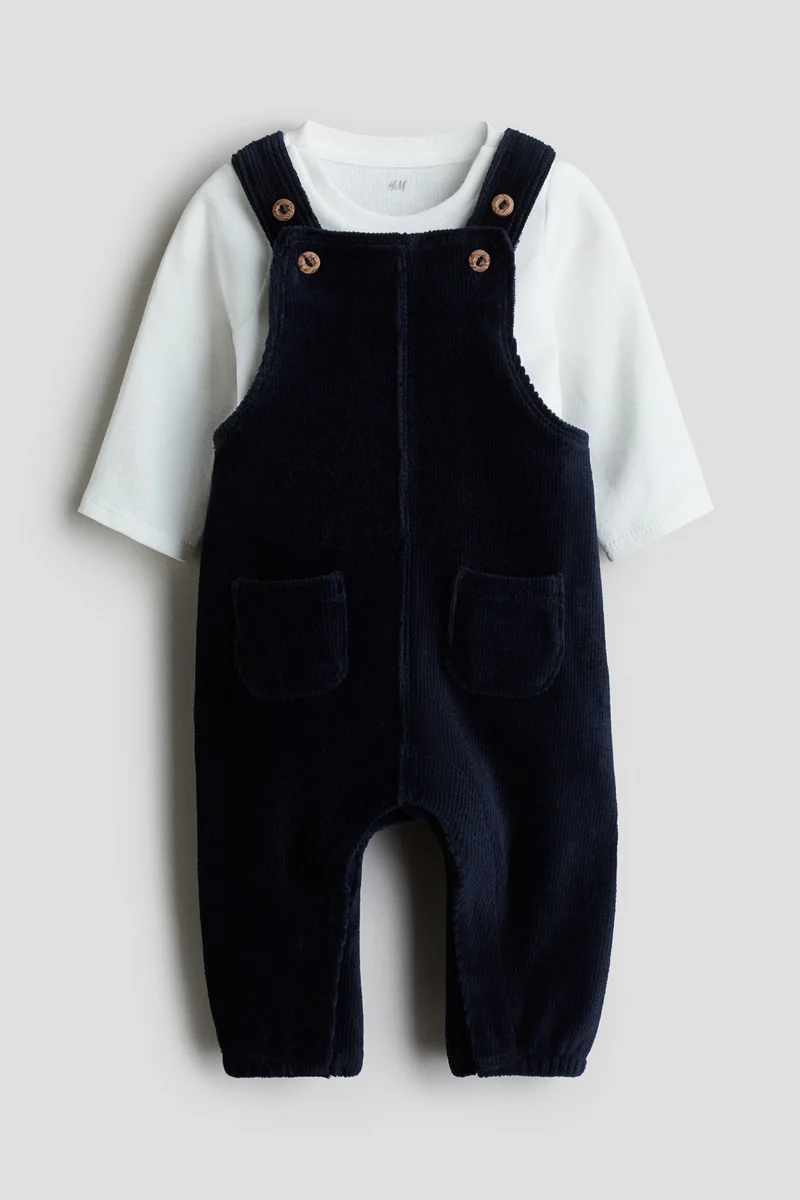 H&M 2-piece dungarees and bodysuit set